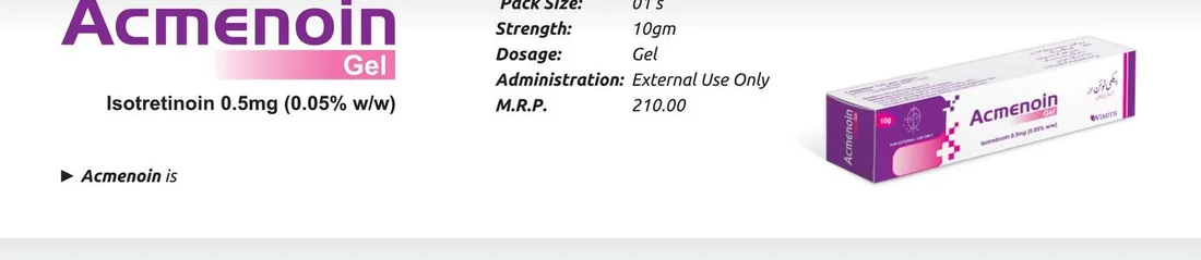 Acmenoin Gel (Isotretinoin.......................0.05% w/w) detail image – Wimits Pharmaceuticals