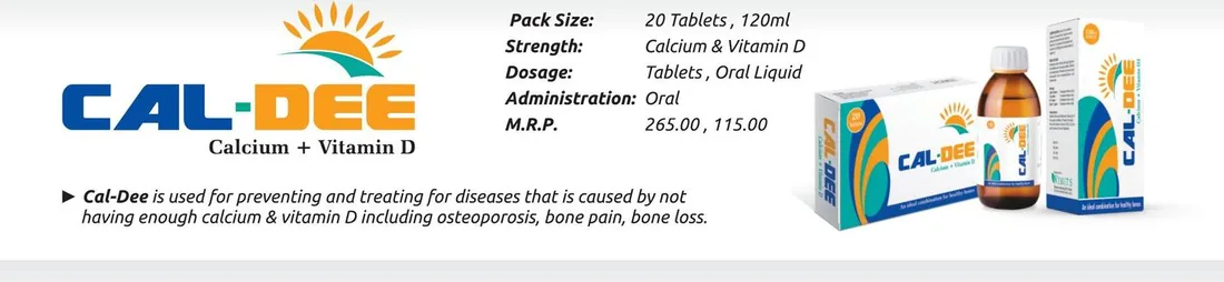 Cal-Dee Tablet / Syrup (Calcium + Vitamin D3) detail image – Wimits Pharmaceuticals