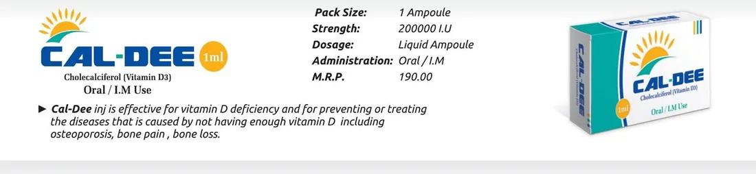 Cal-Dee Injection (Cholecalciferol (Vitamin D3)) detail image – Wimits Pharmaceuticals