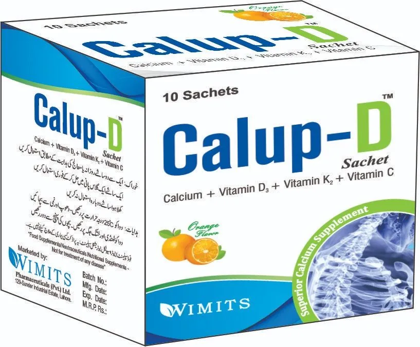 Calup-D Sachet (Calcium Carbonate) strip pack – WIMITS Pharmaceuticals