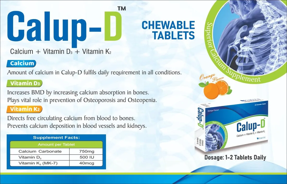 Calup-D Tab (Chewable) (Calcium) box pack – WIMITS Pharmaceuticals