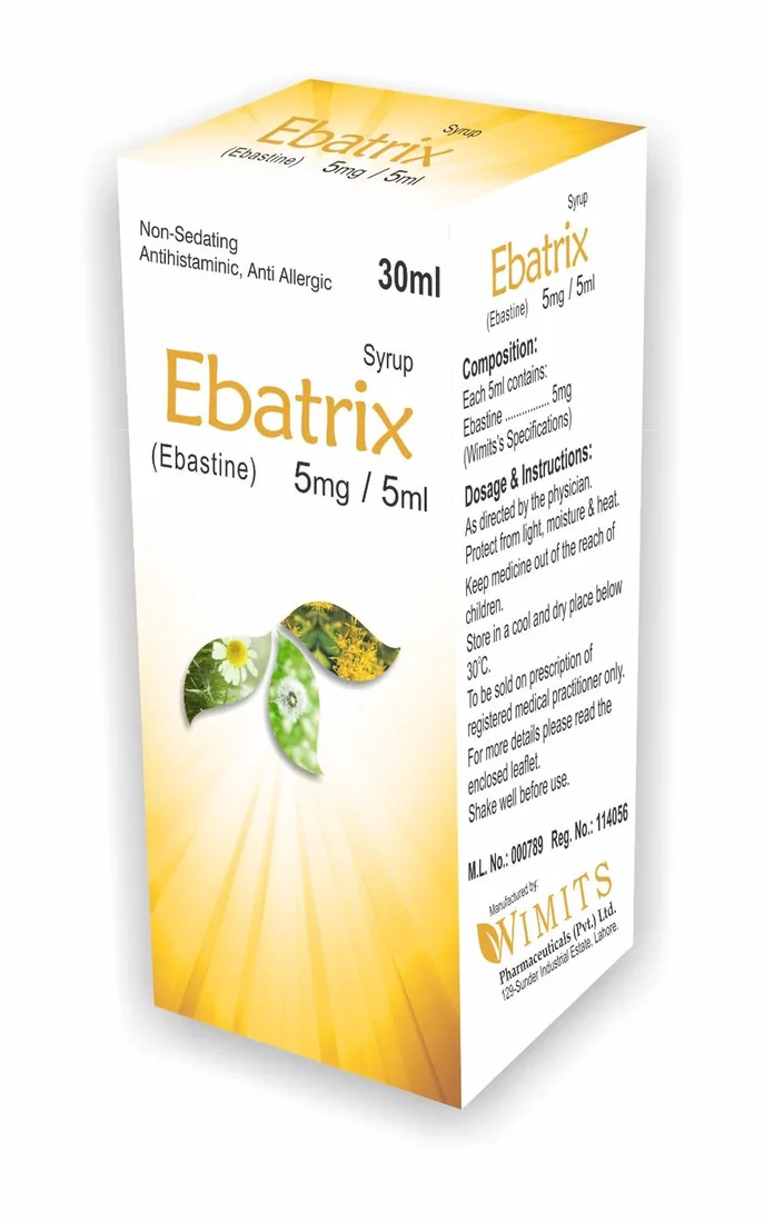 Ebatrix 5mg/5ml Syrup (Ebastine) strip pack – WIMITS Pharmaceuticals