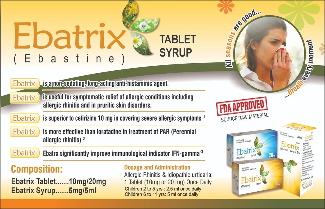 Ebatrix 10mg Tablet (Ebastine) box pack – WIMITS Pharmaceuticals