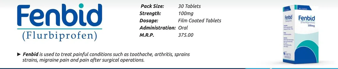 Fenbid 100mg Tablet (Flurbiprofen......................100 mg) detail image – Wimits Pharmaceuticals