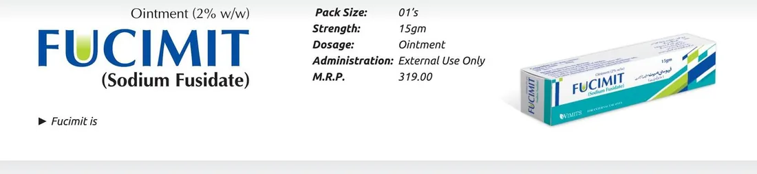 Fucimit Ointment (Sodium Fusidate.................2% w/w) detail image – Wimits Pharmaceuticals