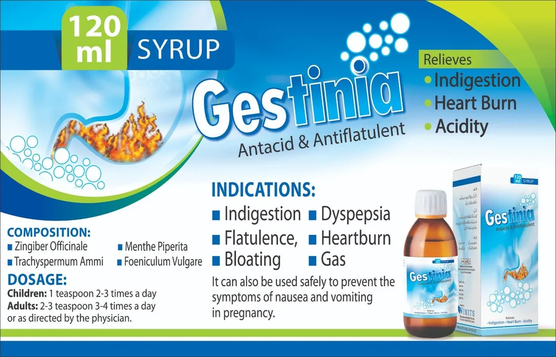 Gestinia Syrup (Zingiber officinal) box pack – WIMITS Pharmaceuticals