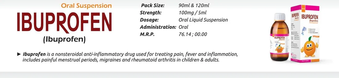 Ibuprofen Oral Suspension (Ibuprofen........................100 mg/5 ml) detail image – Wimits Pharmaceuticals