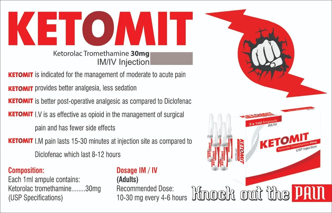 Ketomit Injection (Ketorolac Tromethamine) box pack – WIMITS Pharmaceuticals