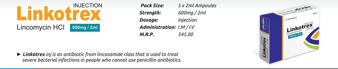 Linkotrex Injection (Lincomycin HCl..................600 mg/2 ml) detail image – Wimits Pharmaceuticals