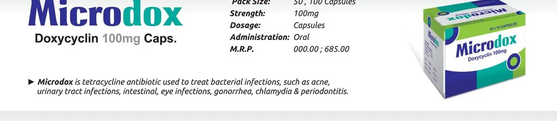 Microdox 100mg Capsule (Doxycycline.......................100 mg) detail image – Wimits Pharmaceuticals