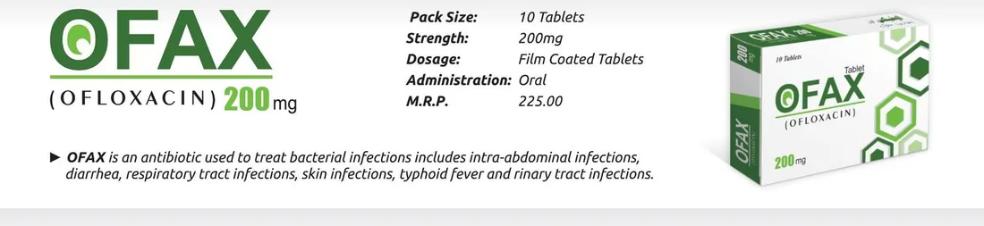 Ofax 200mg Tablet (Ofloxacin..........................200 mg) detail image – Wimits Pharmaceuticals