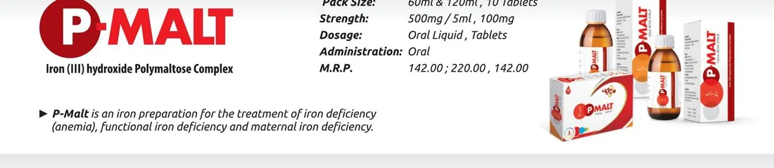 P-Malt Syrup / Tablet (Iron (III) Hydroxide Polymaltose Complex) detail image – Wimits Pharmaceuticals
