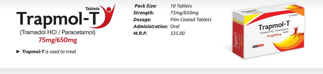 Trapmol-T Tablet (Tramadol HCl 75mg + Paracetamol 650mg) detail image – Wimits Pharmaceuticals