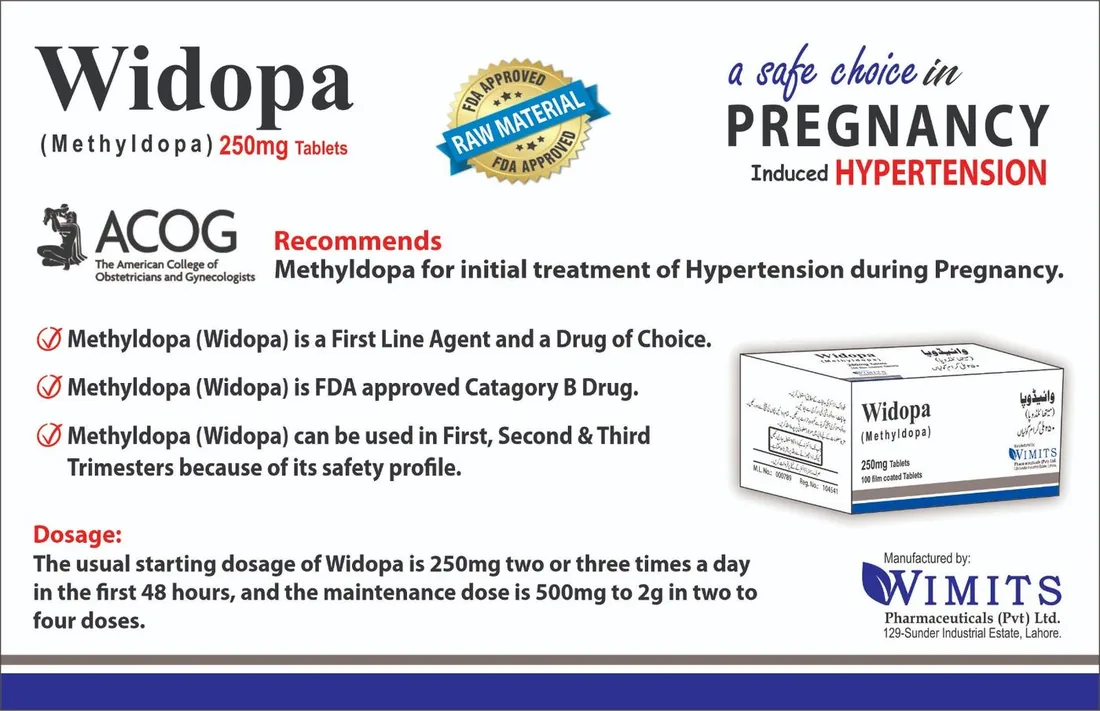 Widopa 250mg Tablet (Methyldopa) strip pack – WIMITS Pharmaceuticals