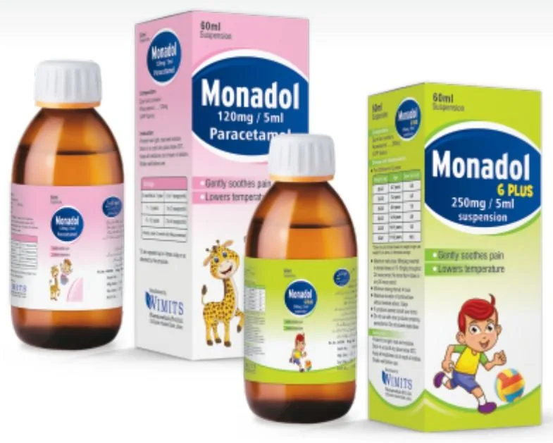 Monadol Suspension (Paracetamol) box pack – WIMITS Pharmaceuticals