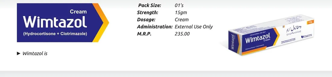 Wimtazol Cream (Hydrocortisone + Clotrimazole) detail image – Wimits Pharmaceuticals