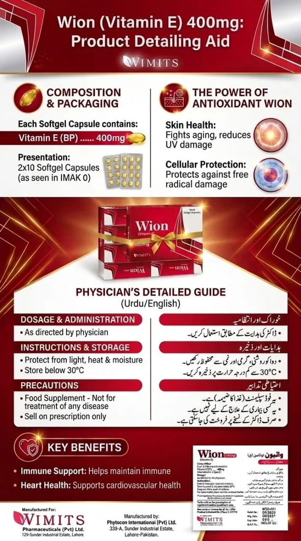 Wion Capsule (Vitamin E) box pack – WIMITS Pharmaceuticals